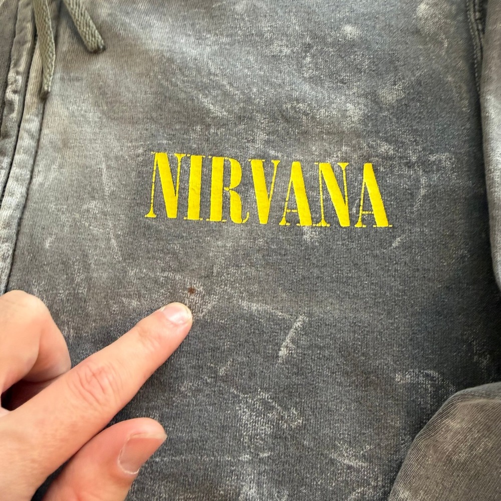 Nirvana Smiley Face Mineral Wash Zip Up Hoodie Grey Mens Small 2016 Band Tee - Picture 8 of 8